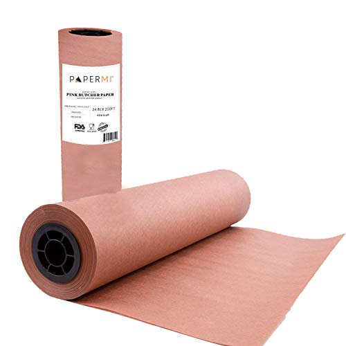 53m Long Pink Kraft Butcher Paper Roll Food Grade Peach Wrapping
