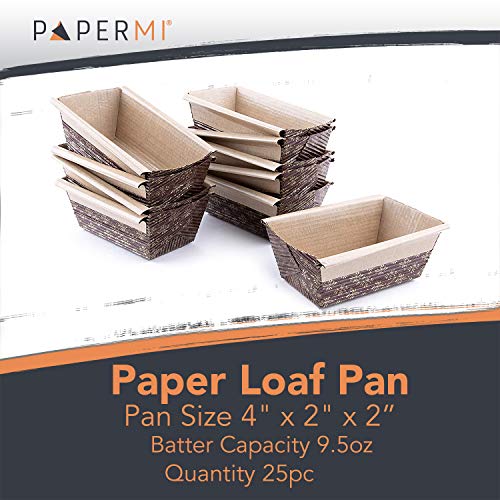 Mini Loaf Paper Baking Pan 25-Pack, 4 x 2 x 2 Inches